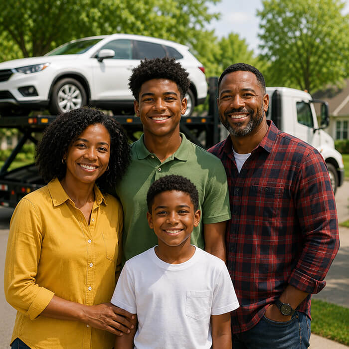 Students heading to college with their cars